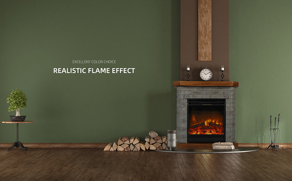 1800W Elektrischer Kamin Elektrokamin Heizlüfter Stand Ofen Heizlüfter