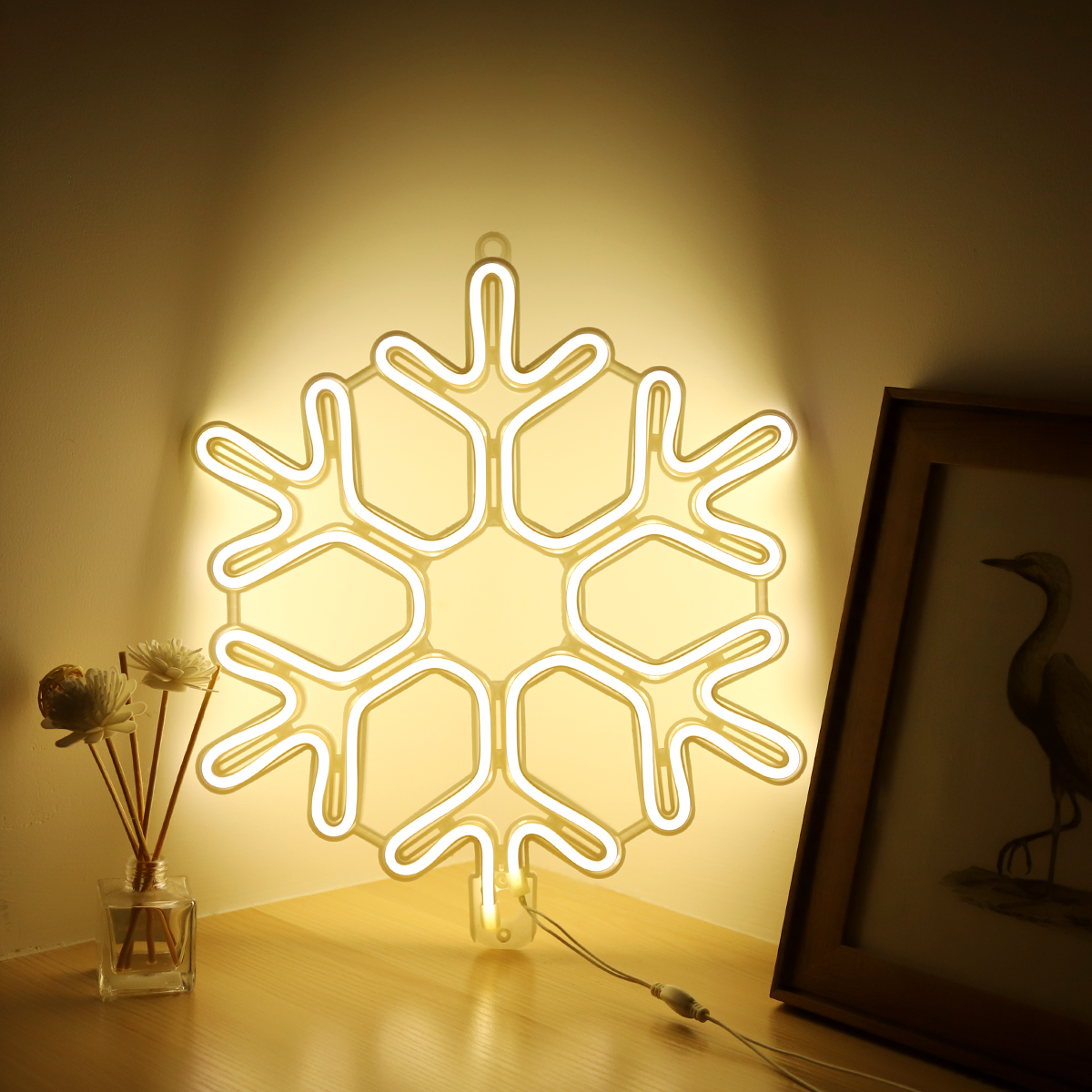 Kaltwei/ß dekorative Leuchte f/ür Drinnen und Drau/ßen SALCAR Schneeflocke Neonlicht 40 cm Schnee LED Schild Dekorative Lichtschlauch f/ür u.a Weihnachten Leuchtreklame