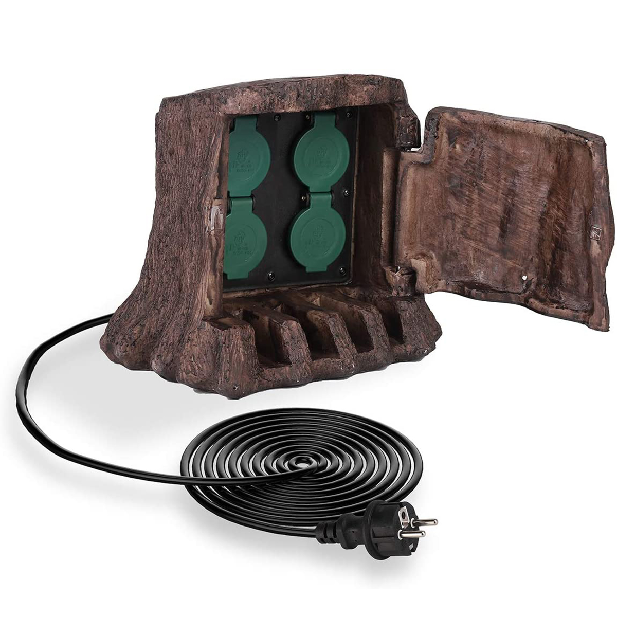 Garten Steckdosenleiste Stein-Optik, 4-fach IP44 Außenbereich Verteile