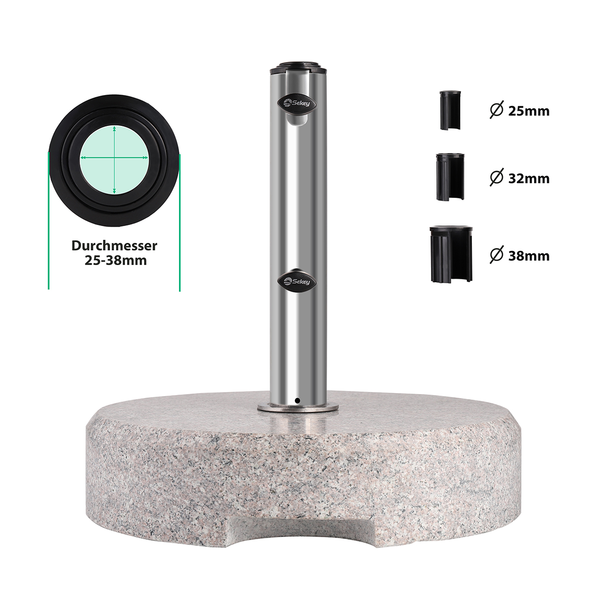 Sonnenschirm Ständer Sonnenschirmständer Granit Edelstahl 25 kg