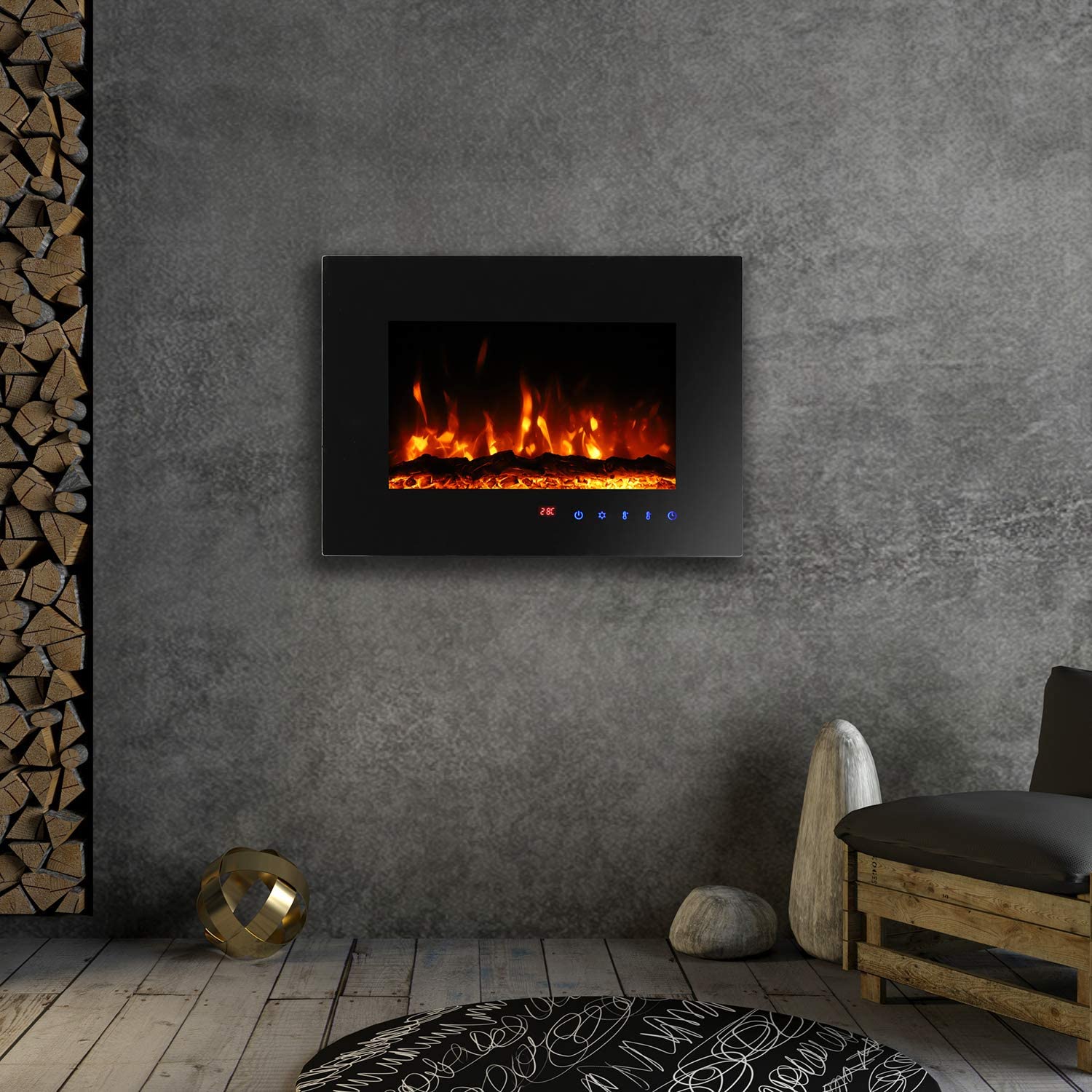 Elektrokamin Elektrischer Kamin LED Standkamin/Wandkamin Heizgerät