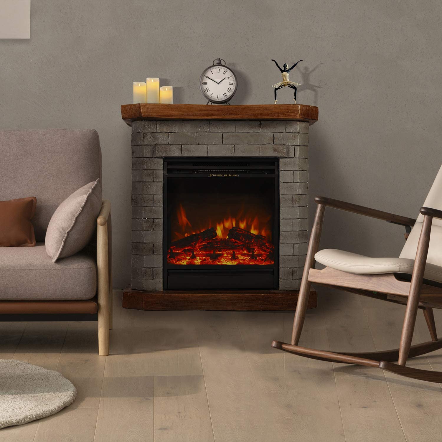 Elektrokamin Elektrischer Kamin LED Standkamin/Wandkamin Heizgerät