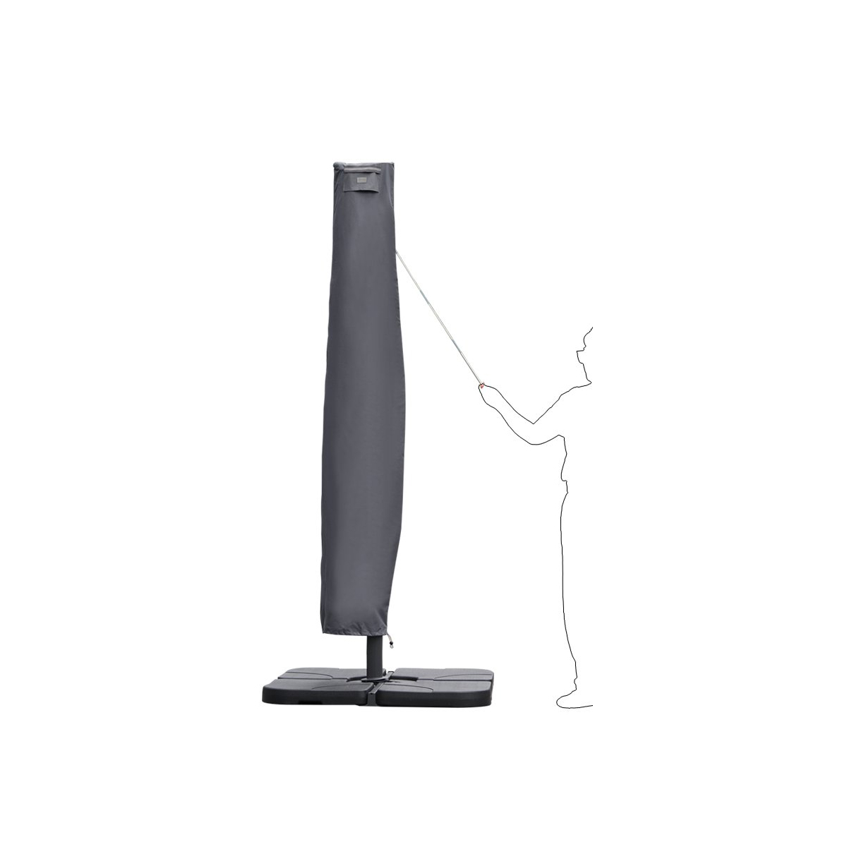 Sekey Schutzhülle für Ampelschirm,Abdeckhauben für 240 240×33//45cm, Grau