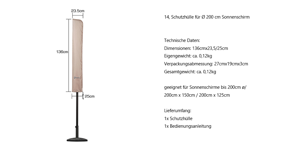 Sonnenschirm Kurbelschirm Ø200cm-460cm Ampelschirm Marktschirm