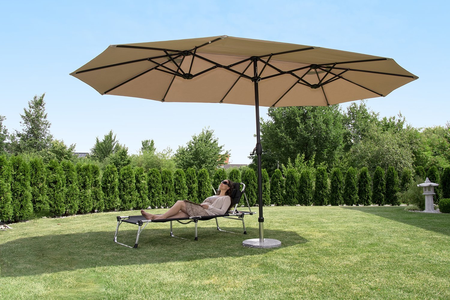 460x270cm Garten Doppel Sonnenschirm Terrasse Strand Pool Marktschirm