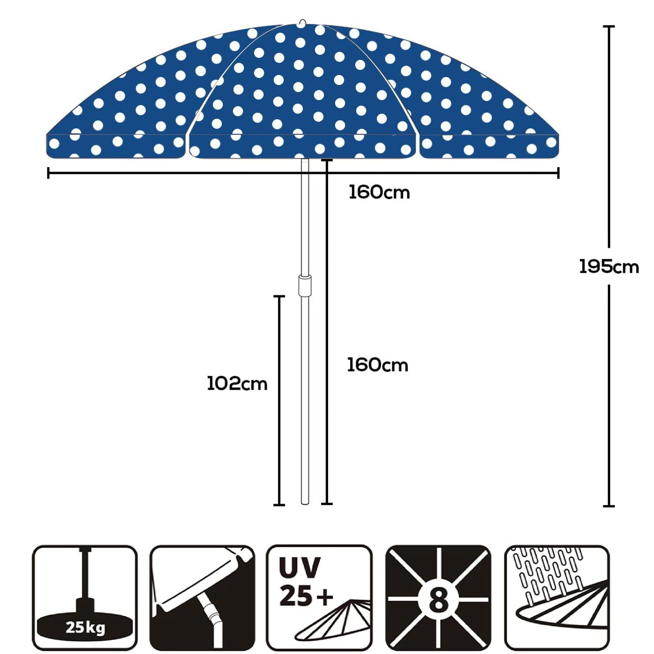 Abdeckung für Sonnenschirm 160 cm Marktschirm Gartenschirm