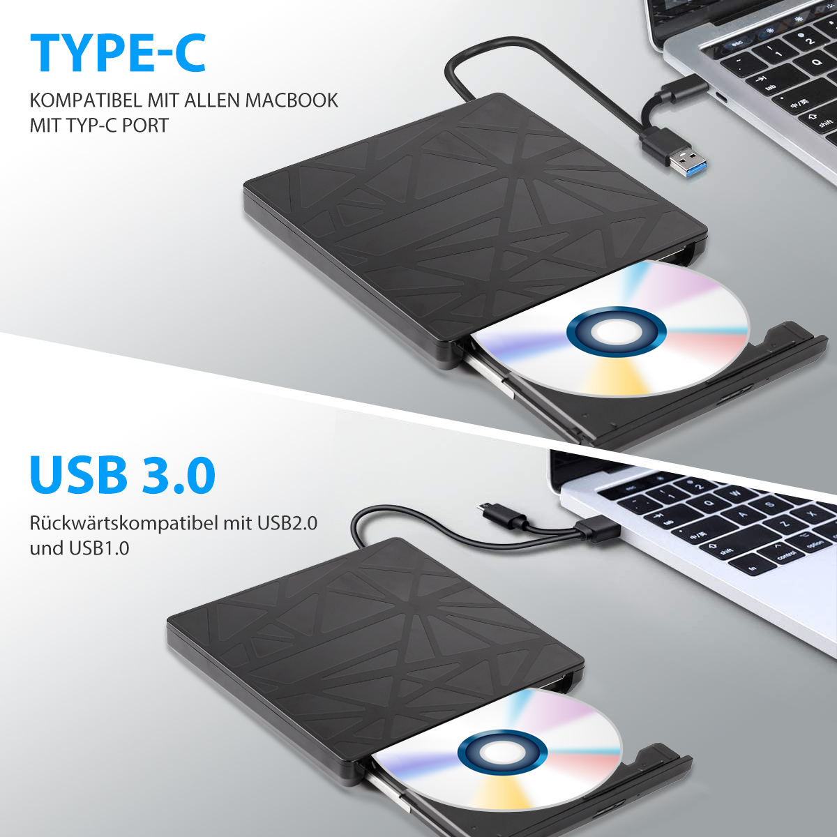 Externes DVD Laufwerk USB 3.0 Brenner CD DVD -RW optisches Brenner für